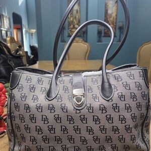 Dooney & Bourke Black and Gray Monogram Tote